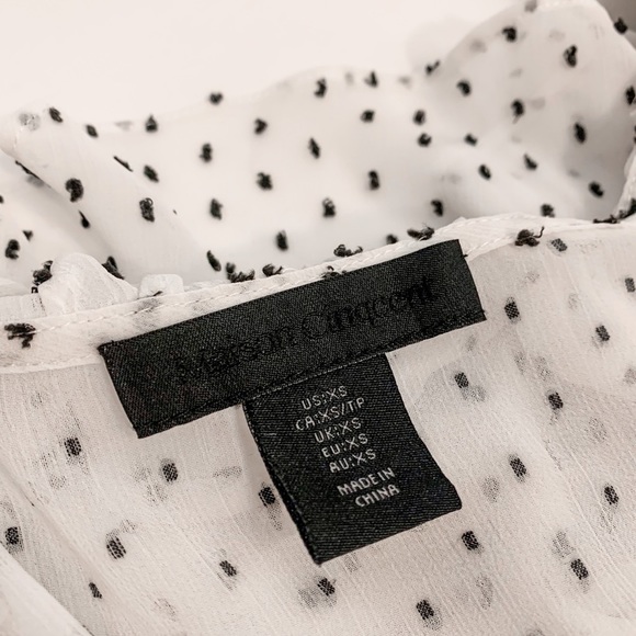 Maison Cinqcent Ruffled White & Polka Dots Blouse Size XS - Picture 7 of 11